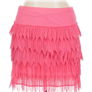 Grace Elements Pink Tiered Fringe Skirt Size XL Boho Casual Statement Skirt
